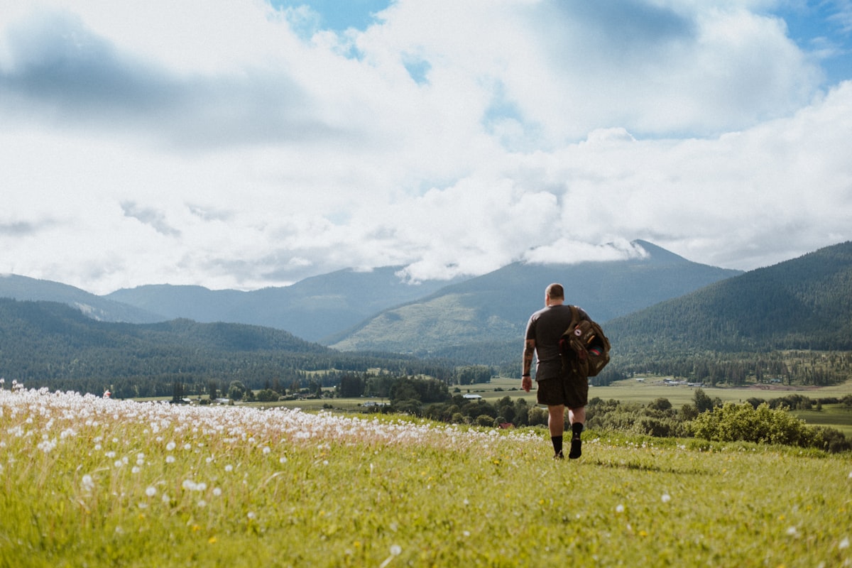 Active mature men enjoying outdoor activities together